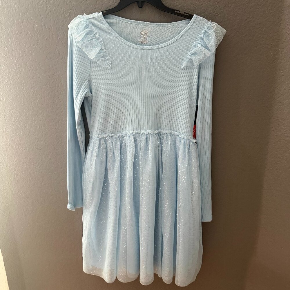 Wonder Nation Light Blue Tulle Dress | Girls XXL (18) | Long Sleeve Party Dress
